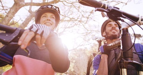 Active Couple Enjoying Scenic Bicycle Ride Together - Download Free Stock Images Pikwizard.com