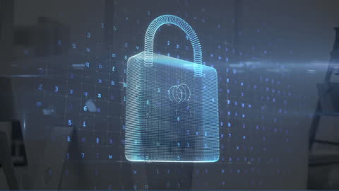 Futuristic Digital Padlock Symbolizing Cybersecurity