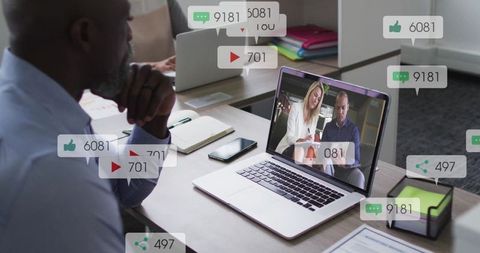 Professional man in video call with real-time engagement
