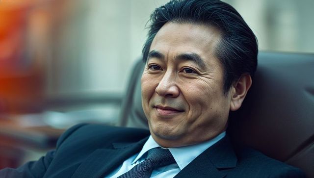 Confident executive in office setting showing leadership and authority