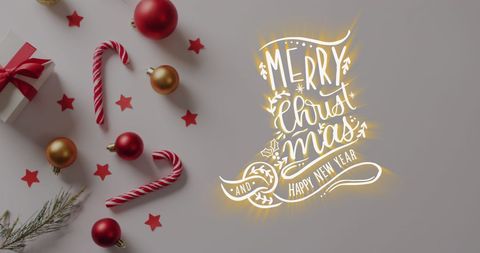 Festive Christmas Decoration with Merry Wishes Overlay - Download Free Stock Images Pikwizard.com