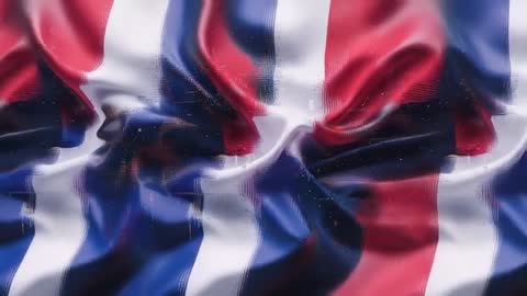 Rippling French Flag with Vibrant Glitch Effect in Digital Matrix
