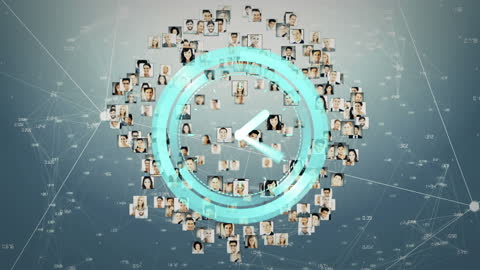Global Network Concept with User Icons and Clock Symbol