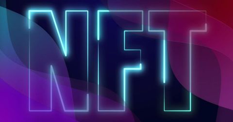 Neon NFT Text on Vibrant Abstract Background