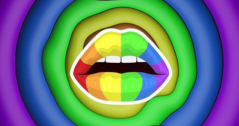 Lgbtq+ pride rainbow lips with colorful background