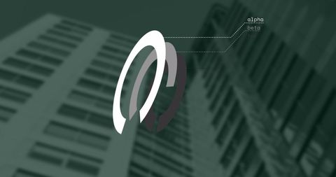 Futuristic Data Analysis with Overlay Graphics on Skyscraper