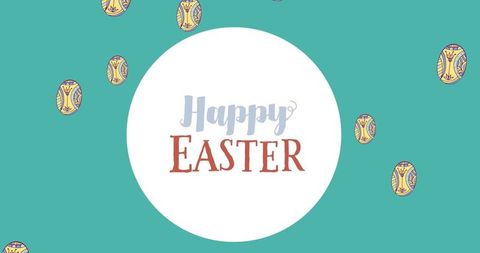 Colorful Happy Easter Design with Decorative Eggs