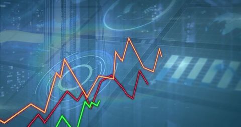 Futuristic Digital Dashboard with Dynamic Line Graphs - Download Free Stock Images Pikwizard.com