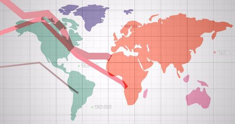 Global Economic Decline Illustrated Over World Map - Download Free Stock Images Pikwizard.com