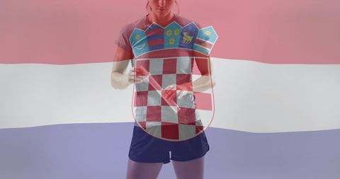 Caucasian female athlete overlayed with croatian flag