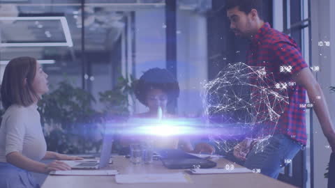 Diverse Business Team Integrating Digital Data Analytics in Modern Office