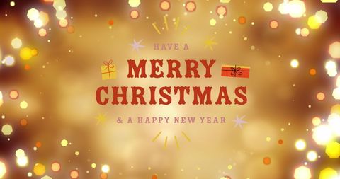 Festive Christmas and New Year Greeting with Gifts and Glitter