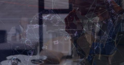 Business Team Collaboration Intersecting with Abstract Technology Patterns