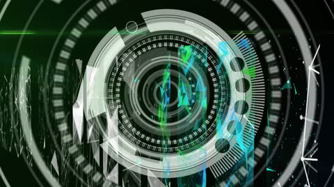 Futuristic Digital Interface with Rotating Scanning Animation