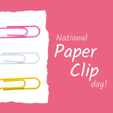 Colorful Paperclips in Row on Pink Background for National Paperclip Day - Download Free Stock Templates Pikwizard.com