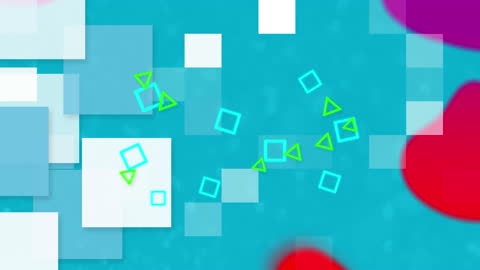 Abstract Geometric Shapes Moving on Blue Background