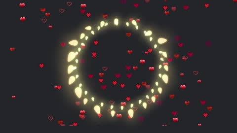 Romantic Animation with Floating Hearts and Glowing Circle