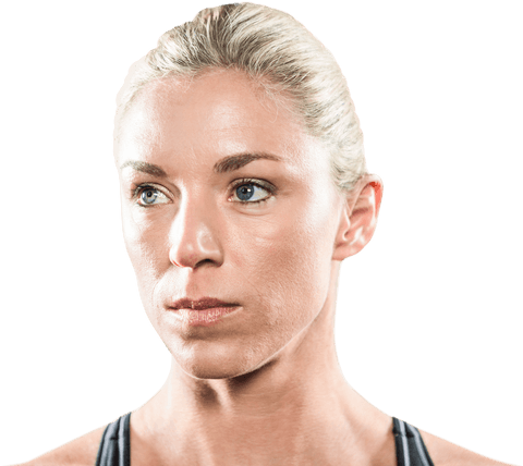 Transparent Close-up of Focused Female Athlete Looking Confident