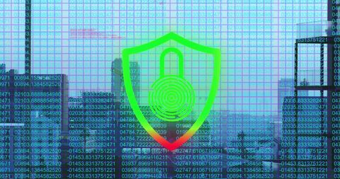 digital security lock and shield over urban cityscape - Download Free Stock Images Pikwizard.com