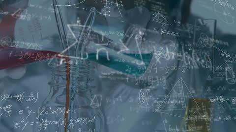 DNA Strand and Mathematical Equations on Scientific Background