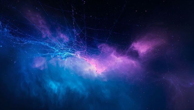 Vibrant Nebula with Glowing Cosmic Filaments in Space