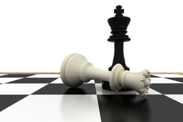 Chess transparent with black king standing over fallen white queen - Download Free Stock Videos Pikwizard.com