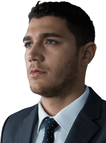 Serious Caucasian Businessman Portrait on Transparent Background for Professionals