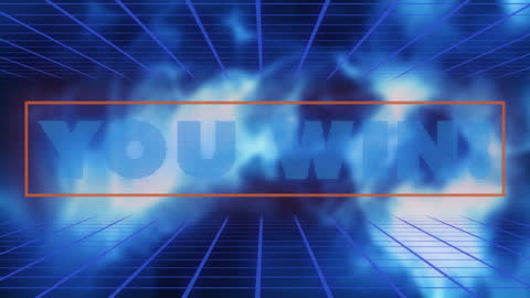 Digital Victory Screen with Futuristic Grid Overlay