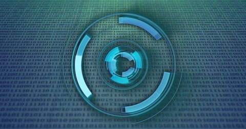 Futuristic Digital Binary Code with Rotating Blue Circles - Download Free Stock Images Pikwizard.com