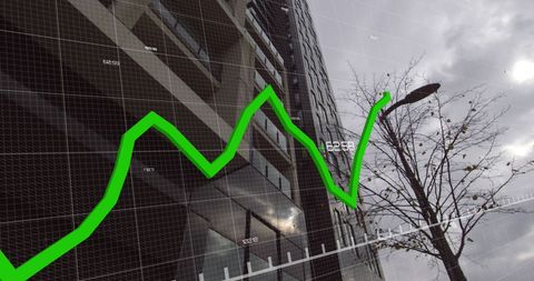Financial Growth Chart with Urban Skyline Background - Download Free Stock Images Pikwizard.com