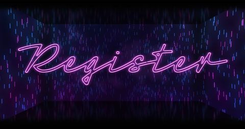 Retro Neon Register Sign with Futuristic Light Background - Download Free Stock Images Pikwizard.com