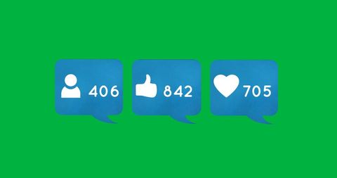 Social Media Notification Elements on Vibrant Green Background - Download Free Stock Images Pikwizard.com