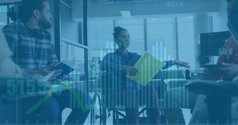 Diverse Business Meeting with Dynamic Data Overlays