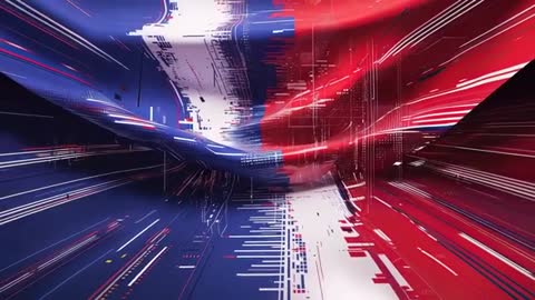 Dynamic Red White Blue Digital Data Flow