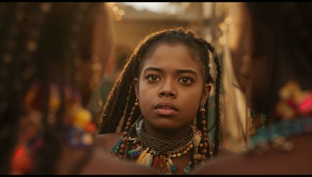 Vibrant bohemian inspired teen at cultural gathering