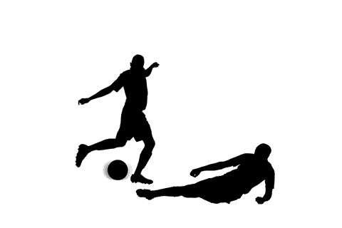 Vector silhouette of male football players on transparent background