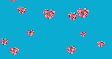 colorful flower hearts on vibrant blue background pattern - Download Free Stock Images Pikwizard.com