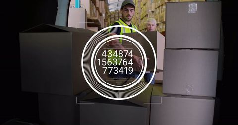 Warehouse Worker Loading Boxes with Digital Interface Overlay - Download Free Stock Images Pikwizard.com