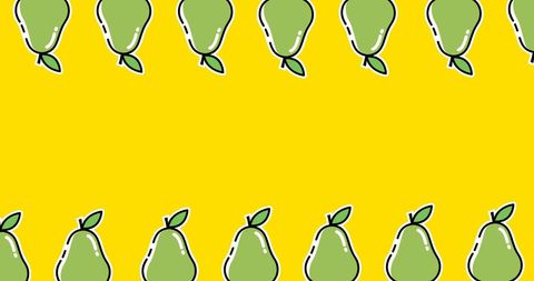 Pattern of Pears on Yellow Background with Copy Space