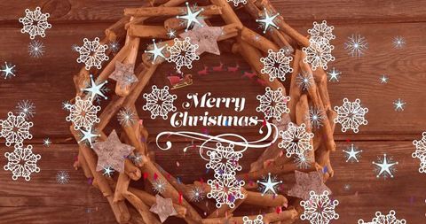 Rustic Twig Wreath with Festive Merry Christmas Design