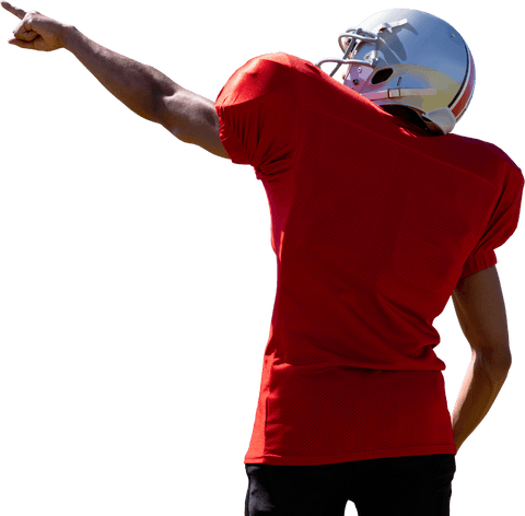 American football player celebrating on transparent background