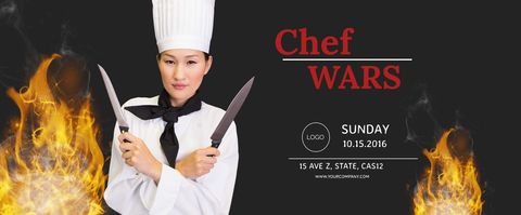 Intense Culinary Competition Announcement with Flames