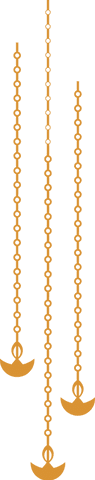 Elegant gold beaded chains with crescent pendants on transparent background