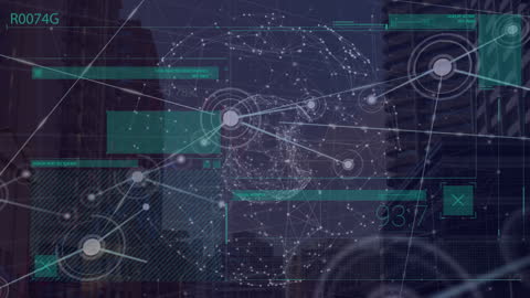 Animated Network Connections and Data Processing Visualization