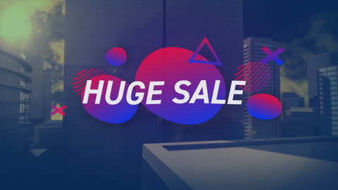 Dynamic Huge Sale Promotion with Urban Cityscape Background