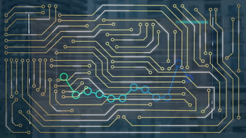 Futuristic Digital Circuit Animation with Connectivity
