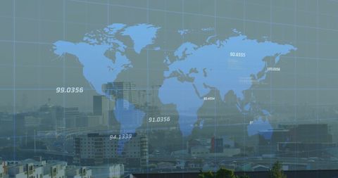 Global Business Data Overlay on Urban Cityscape - Download Free Stock Images Pikwizard.com