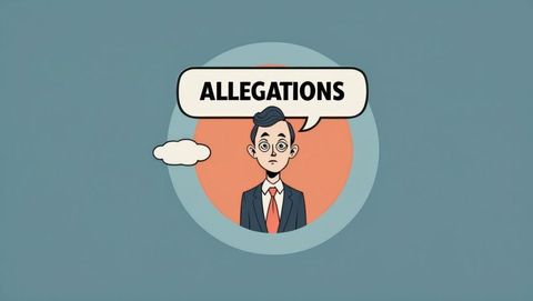 Business Figure in Illustration with Allegation Speech Bubble