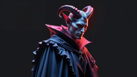 Dark antagonist in dramatic mystic costume with gothic influence