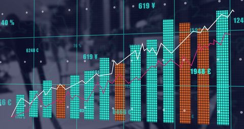 Digital Data Processing with Animated Bar Graphs on Global Scale - Download Free Stock Images Pikwizard.com
